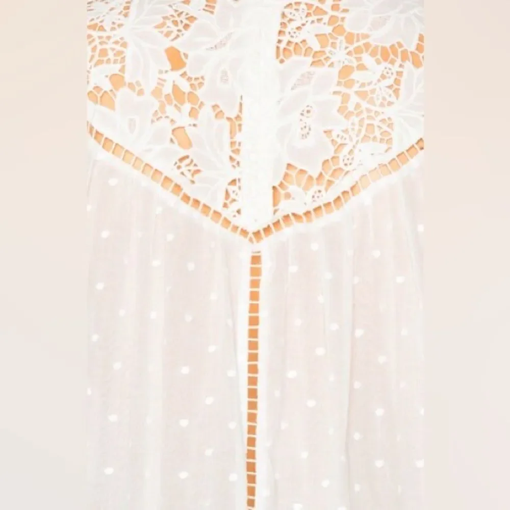 Zimmermann Caravan Embroidered Smock Top in Ivory White Crochet Lace Boho - Picture 7 of 14